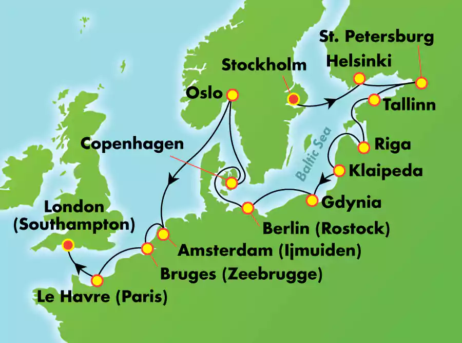 Norwegian Spirit - Balti-és Északi-tengeri hajóút