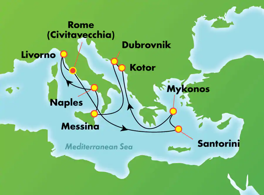 Norwegian Pearl - 10 éjszakás hajóút görög-szigetek és Olaszország Rómából 