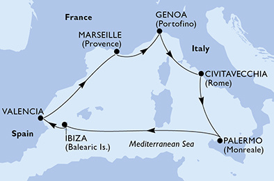 MSC Seaside - 7 éjszakás nyugat-mediterrán hajóút Ibiza érintésével