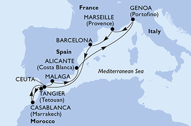 MSC Lirica - 11 napos téli Spanyolország és Marokkó hajóút