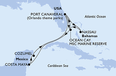 MSC Seashore - 10 éjszakás nyugat-karibi hajóút