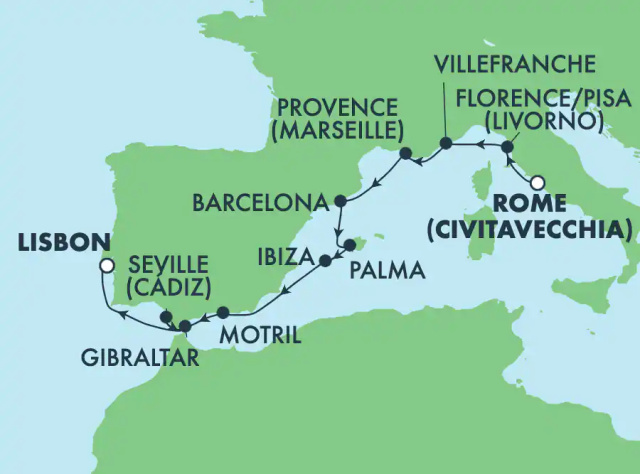 Norwegian Viva - 10 éjszakás mediterrán hajóút (Olaszország, Franciaország és Gibraltár)