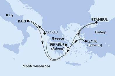 MSC Sinfonia - Egy hetes kelet-mediterrán hajóút kikötéssel Törökországban